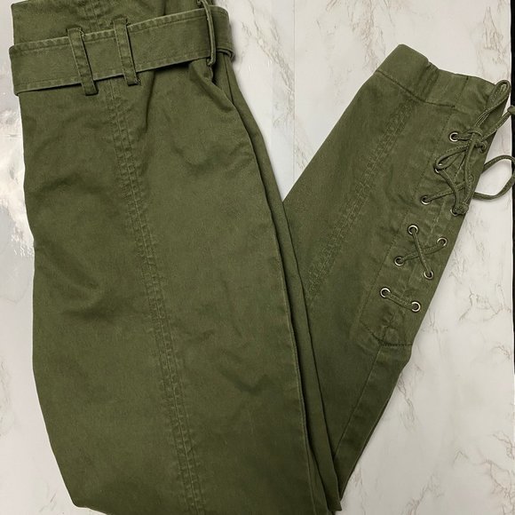 NWT Scripted Rio Green Side Lace Up Buckle Pants - Picture 6 of 11